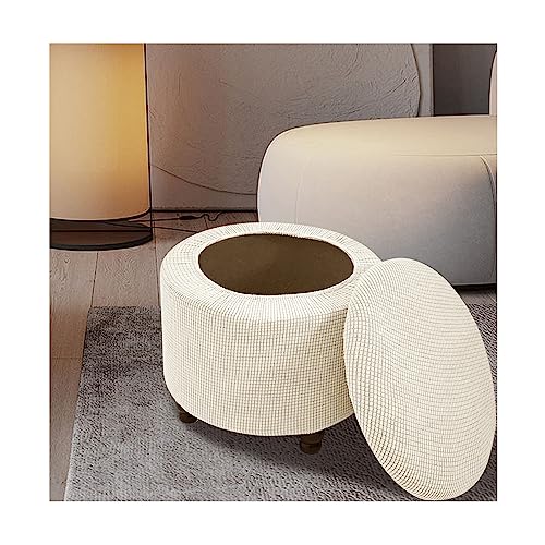 XGANGM Round Storage Footstool Cover 2 Pieces Storage Ottoman Cover with Lid Stretch Jacquard Fabric Foot Stool Cover Round Compatible Diameter 17.5-23in Storage Footstool,#6,2pcs