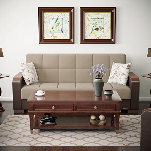 Ottomanson Convertible Furniture With Storage Legacy X Collection, Sofabed, Beige/Brown-Pu #TOP1