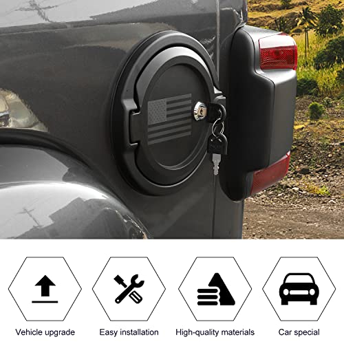 Rt-Tcz Fuel Filler Door Locking Gas Tank Cap Cover Accessories For 2018-2023 Jeep Wrangler Jl Jlu (Us Flag) #TOP5
