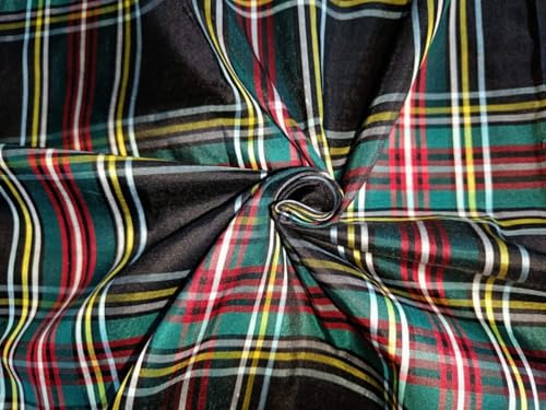 Silk Dupioni tissu écossais à carreaux de 137 cm pour rideaux et tailleurs