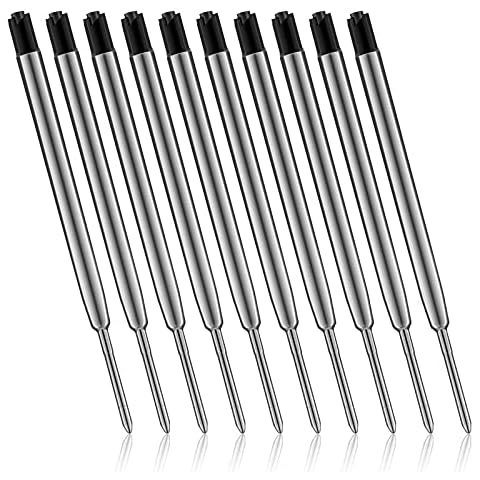 Molain 10 Pcs Replaceable Metal Ballpoint Pen Refills, Black Ink Refills, 1mm Medium Point Pen Refills, Ball Points Pen Refills,Ink Pen Refills for Daily Work School Writing Stationery Office Supplies Cover