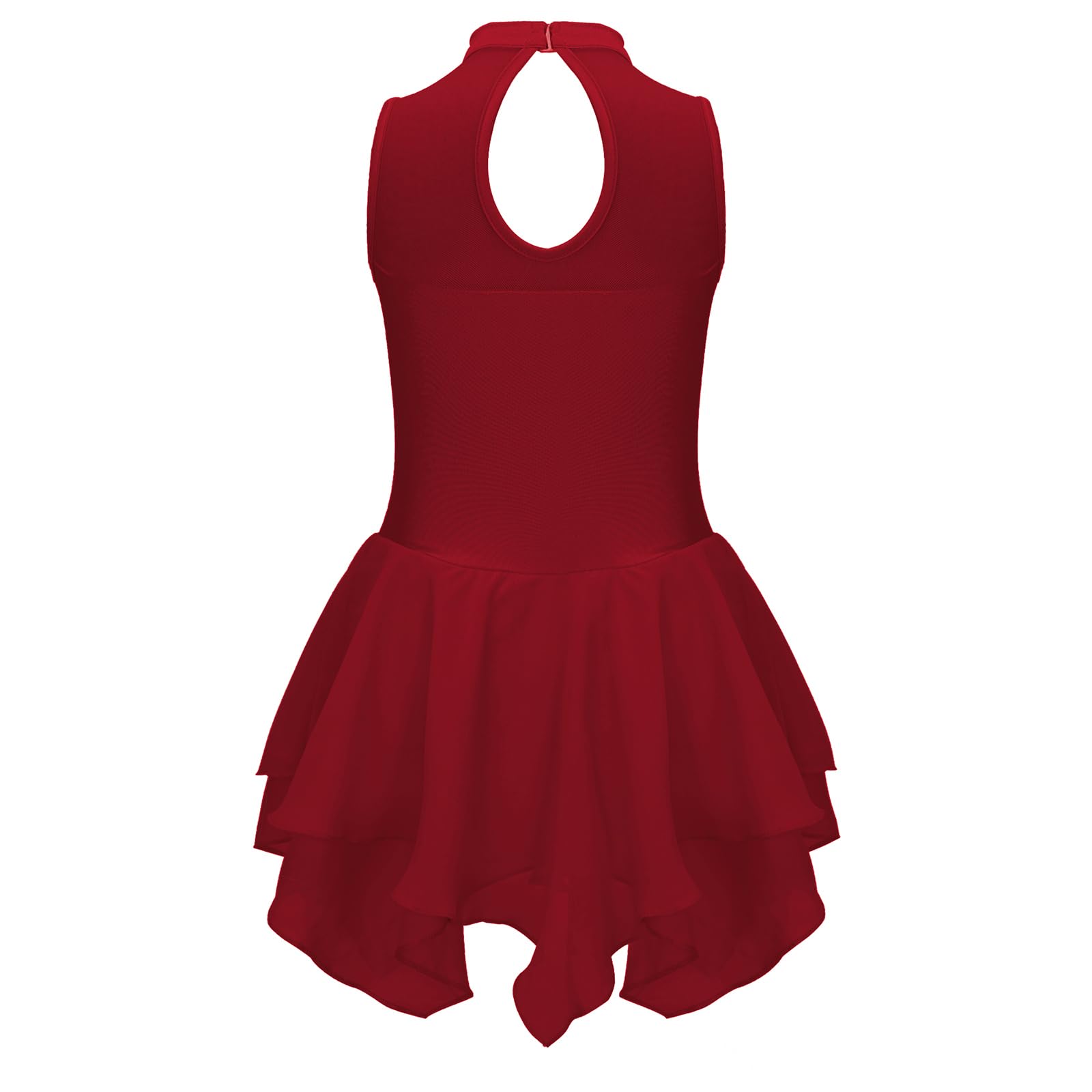 Robe de Patinage Artistique Strass Justaucorps Gymnastique Danse Leotard Ballet Costume Fille 4-16 Ans