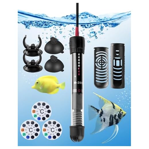 Calentador Acuario 200W Calentador Tortuguera Calentador Pecera Calentador de Acuario Calentador Tortugas de Agua de Temperatura Ajustable con Ventosa - para Pecera y Tortugas de 120-200L (20-34°C)