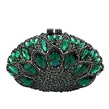 Boutique De FGG Women Peacock Clutch Crystal Evening Bags Bridal Wedding Rhinestone Handbags Cocktail Purse (Small,Green)