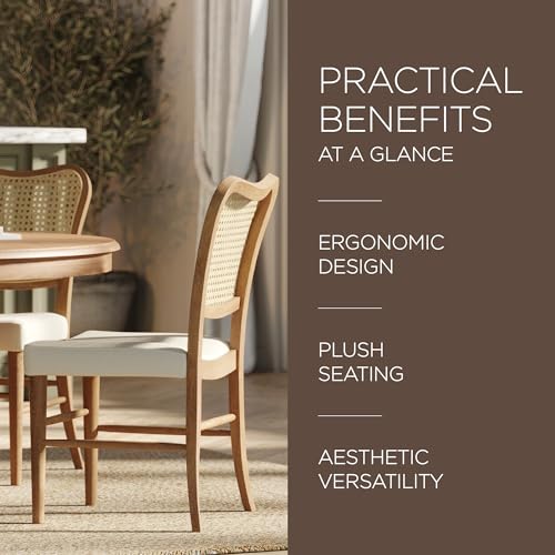 Maven Lane Vera Wooden Armless Dining Chair Set in Antiqued Natural Finish with Taupe Upholstered Seat