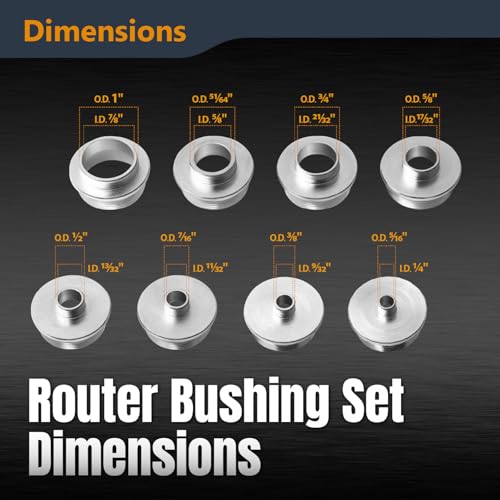 Image of POWERTEC 10-Piece Router Template Guide Bushing Set with Storage Case - Fits Porter-Cable Style Sub-Base Plates, 5 /16 inch to 1 inch Inlay Kit for Woodworking (71737)