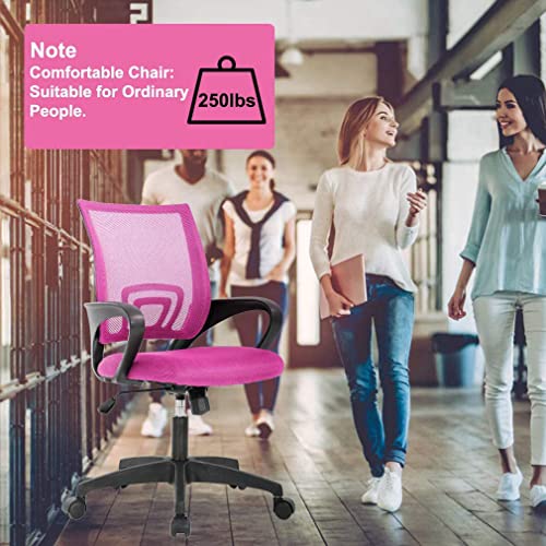 Ergonomic Desk Chair Swivel Computer Mesh Chair Mid Back Executive Task Chair W/Lumbar Support Breathable Mesh, Adjustable Height Swivel Task Chair Modern Executive Chair For Home And Work,Pink #TOP4