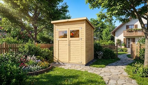 Alpholz Gerätehaus Mollie 197x193 cm Fichtenholz 14 mm Wandstärke Pultdach Gerätehaus mit...