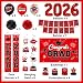 Graduation Decorations 2026, Congrats Grad Decor Kit with Banner, Backdrop, Door Banners, 2026 Foil Balloons, Pom Poms & Swirls, Class of 2026 Party Supplies(Red)