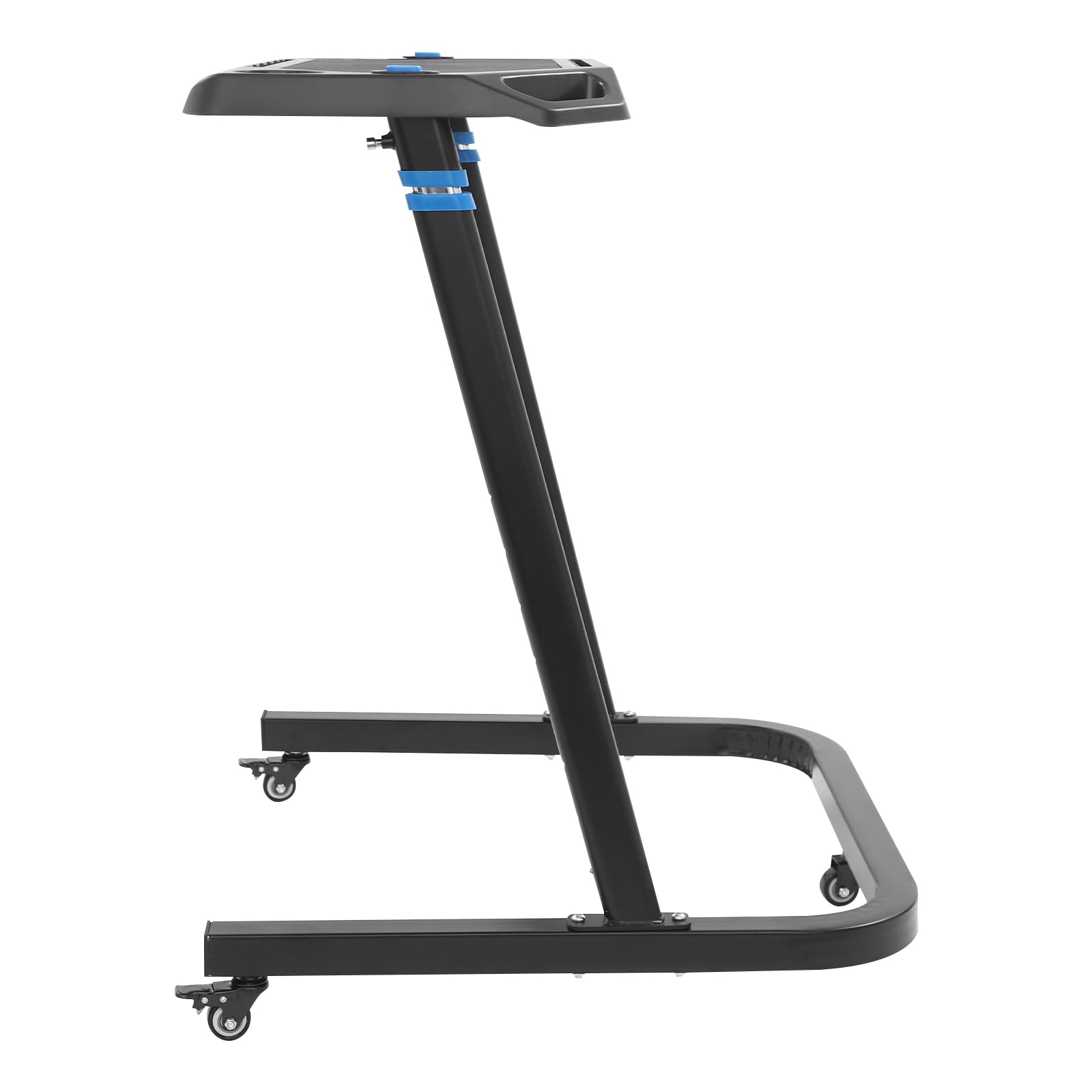 Stół do treningu na kółkach z regulacją wysokości (82-120 cm) – biurko rowerowe do użytku wewnątrz i bieżni, mobilny stolik pod laptopa z 3 rolkami i silikonową matą antypoślizgową, stabilny stół