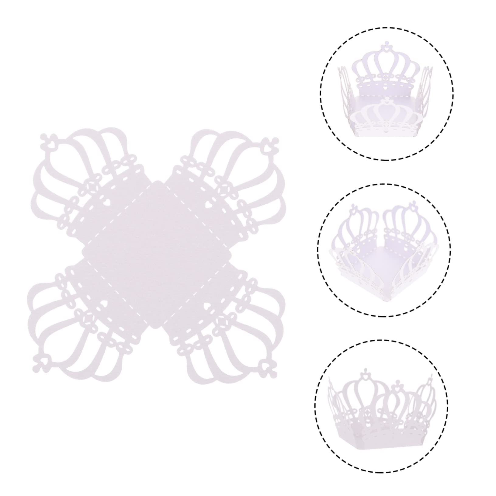 Cabilock 50Pcs Crown Shaped Chocolate Compartment Tray Elegant Hollow Out Paper Liners for Wedding Candy Packing Birthday Party Decorations