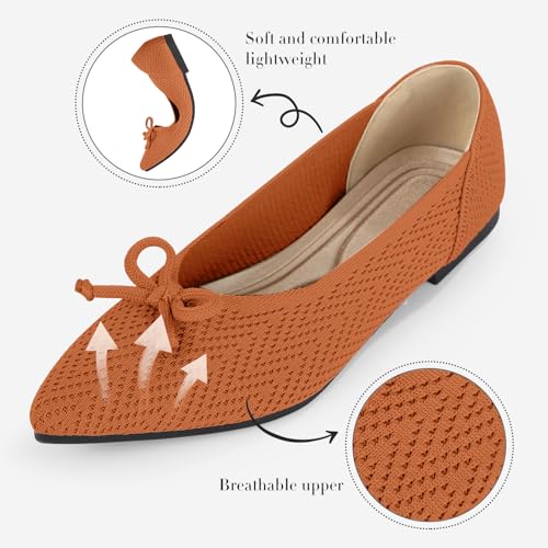 Women's Ballet Pointed Toe Flats Comfortable Dressy Casual with Bow Washable Knit Flat Shoes3