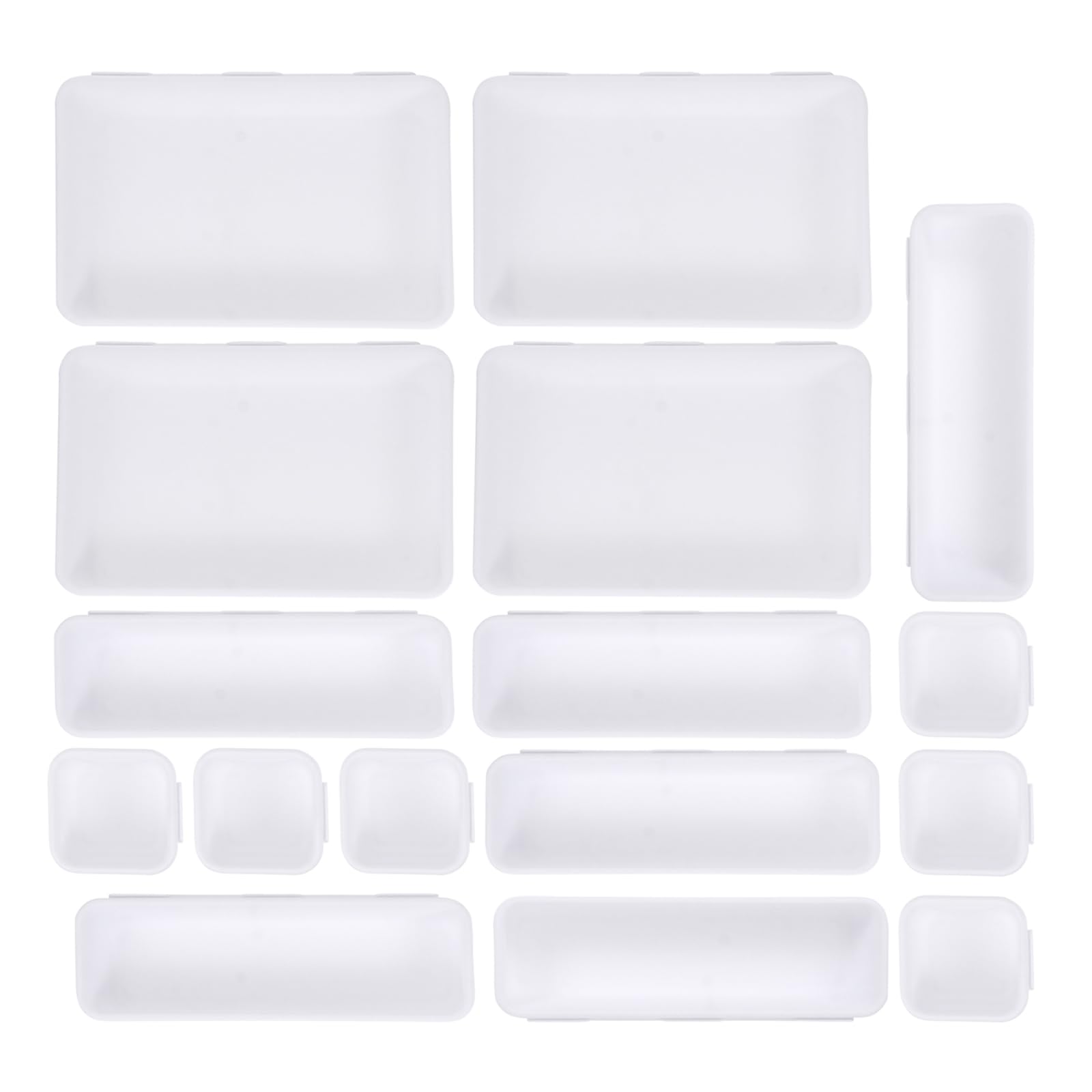 Cabilock Organizer Trucco Modulare 16 Pezzi in Plastica Resistente, Scatole Portaoggetti Impilabili 24x16x9 Cm per Cassetti, Organizer Cosmetici da Scrivania e Bagno per Ordine e