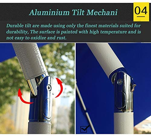 Sombrilla exterior azul resistente al viento con estructura de 8 varillas para mesa de patio 6