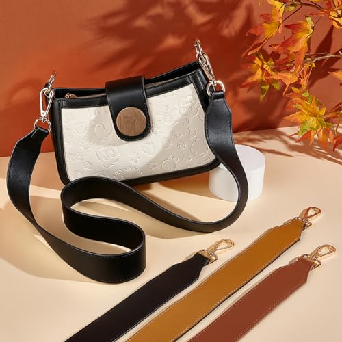Image of PH PandaHall 4 Colors 1.5 Inch Leather Bag Wide Shoulder Strap, Leather Strap for Crossbody Bag, Replacement Wallet Strap, Removable Tote Bag Shoulder Strap with Gold Lobster Buckle