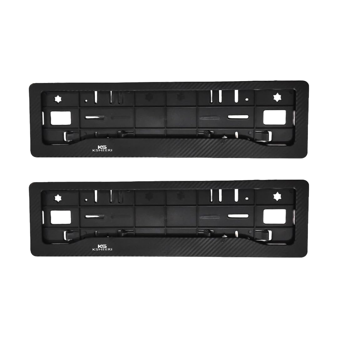 KSHEERI Carbon Fiber Number Plate Frames (Front and Rear), Carbon Fiber Texture Lining Car Registration Plate Holders for All Cars, Car Licence Plate Covers, Universal Fit (Set of 1)