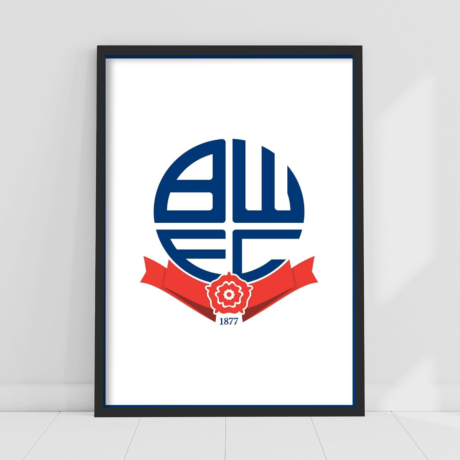 Themed Blue Bolton Wanderers Fc Crest White Background Poster Print (21Cm X 29.7Cm - A4)