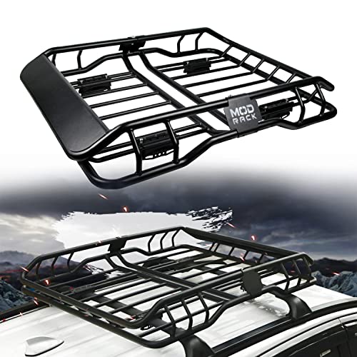Carooze Car Rooftop Cargo Basket Universal Roof Rack Basket Luggage Baggage Holder Cargo Carrier With Wind Fairing 165 Lbs Load Capacity Suv Storage Black Steel 38.2 Inch 95Cm #TOP24