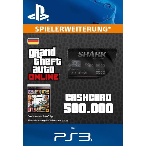 Grand Theft Auto Online | GTA V Blue Shark Cash Card | 500,000 GTA-Dollars | PS3 Download Code - deutsches Konto