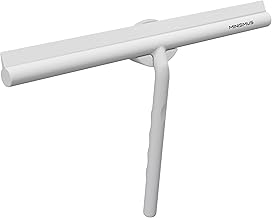 Minismus Shower Squeegee for Shower, Bathroom, Tile, Mirror, Window, Magnetic Holder No Drilling, Self-Adhesive, Modern Stylish Design (White, 13 inch)