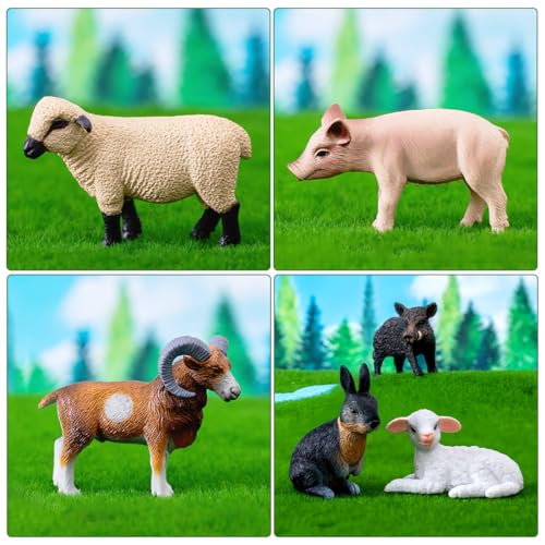 Meleager Tiere Figuren Set, 6 Stück Tierfiguren, Kleine Tiere Spielzeug für Kinder, Realistisch Bauernhoftiere Figuren als Kuchendeko, Lernspielzeug, Geburtstagsgeschenke