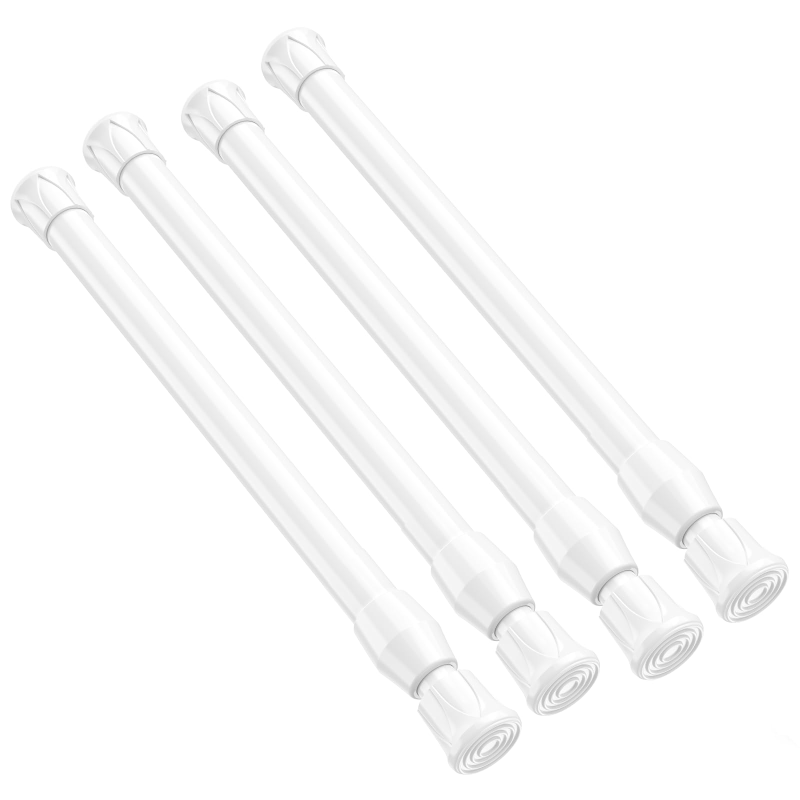 4 Pack Small Tension Rod 12 to 19 Inch Adjustable Tension Curtain Rod Mini Closet Spring Rod No Drilling Short Tension Rods for Windows, Cupboard, Kitchen Cabinets, White