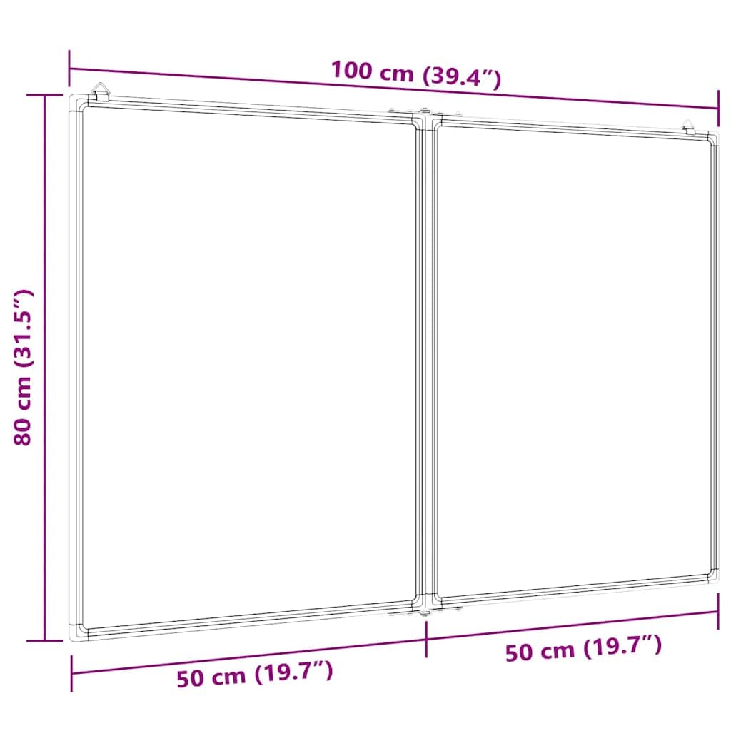 vidaXL Magnetisches Whiteboard Klappbar 100x80x1,7 cm Aluminium