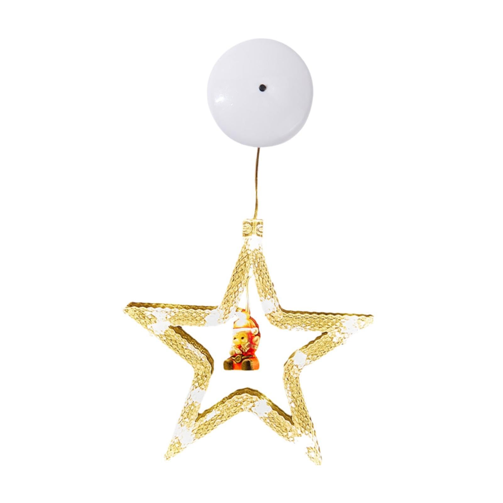 perfk Adorno navideño con luz para Ventana, Bonita lámpara Colgante con Silueta, decoración navideña para Ventana, para decoración de Cortinas de Vidrio, Estrella