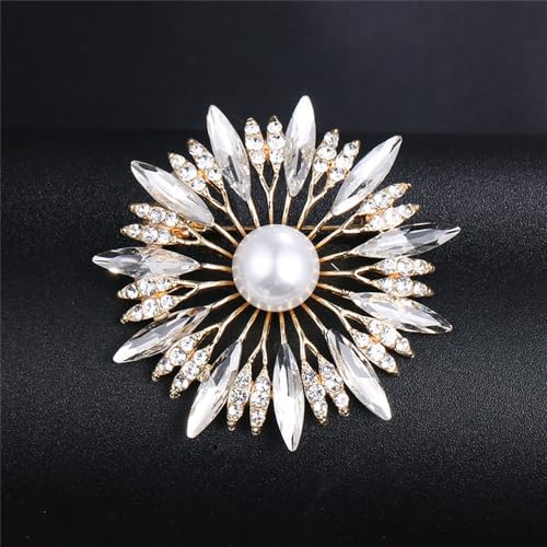 Image of Colorful Rhinestone Crystal Sunflower Brooch Pin for Women Dress Hat Decoration
