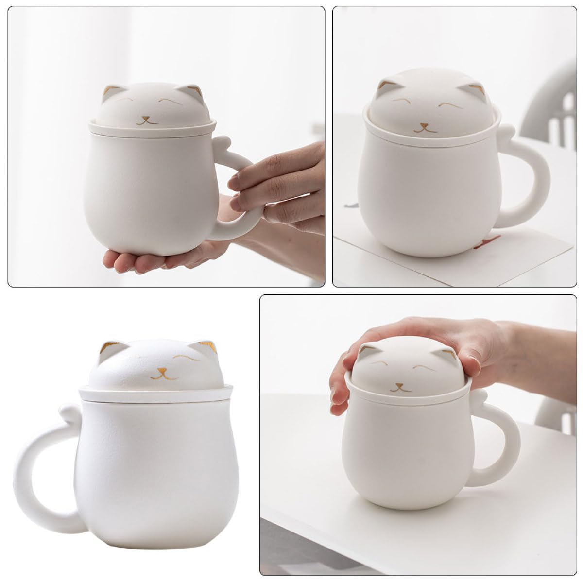 Tasse 350ml avec Passoire en Céramique Blanche pour Bureau | Séparation du Thé, Grosse Capacité, Protège le Bureau, Convient à Diverses Boissons, Usage Professionnel et Quotidien