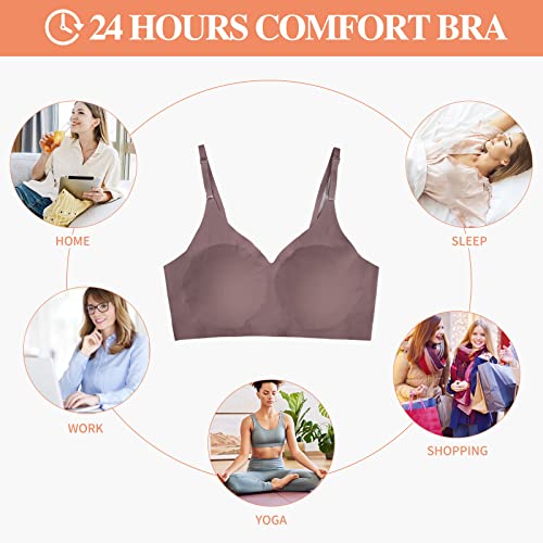 Fgz Womens Wireless Bra,Comfort Support V Neck Everyday Basic Bras With Removable Pads For Women (Purple-M) #TOP5