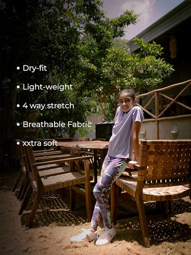 Image of Girls Active Sports Wear Solid Skinny Fit Leggings and T-shirt Polyester Set /Sets For Multi-Sports Gym Yoga Dance Gymnastics & Running(4 TO 14 YRS)
