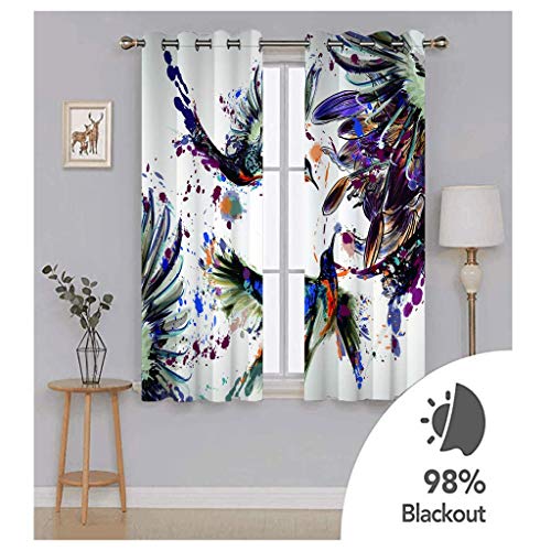 Rideaux occultants oiseaux 140x290 cm lot de 2 pour chambre