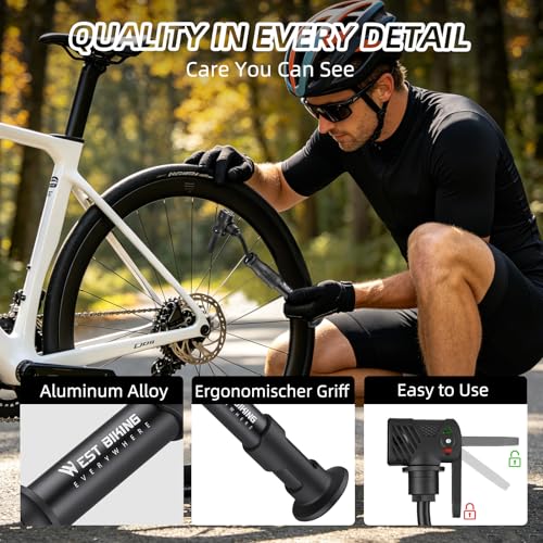 Image of Bicycle Pump Mini Bike Pump - Aluminum Alloy Cycle Pump for Presta & Schrader Valve, Portable Lightweight Bike Tyre Pump Fast Tyre Inflation Mini Air Pump for Mountain Road Bike Ball Pump