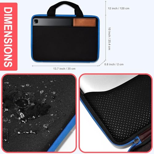 Image of Hseok Laptop Case 13.3-14 Inch Sleeve,TSA Shockproof Computer Handbag,Compatible with MacBook Neo /Pro 14 M5 /M4 /M3 /M2 /M1,All Models 13.3 inch MacBook Air /Pro,XPS 13 /14,Most 13-14 Notebooks,Blue Edge