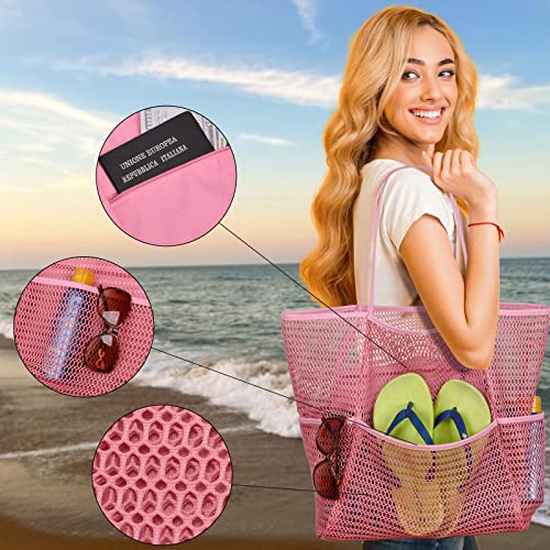 Image of Tainehs Mesh Beach Tote Large Bag 2023 Upgrade for Women with Multiple Pockets for Family Travel Swimming Waterproof Pool Bag