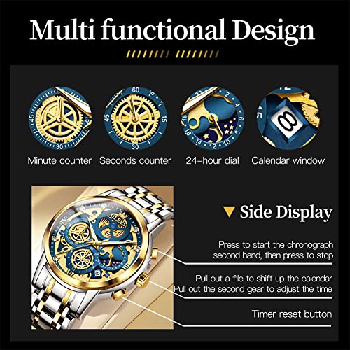 Image of OLEVS Watch Men Stainless Steel Watches Luxury Chronograph Men Wrist Watch | Multifunction,Diamond, Date, Business, Classic,Dress Watch for Men, Gift for Men, reloj de Hombre