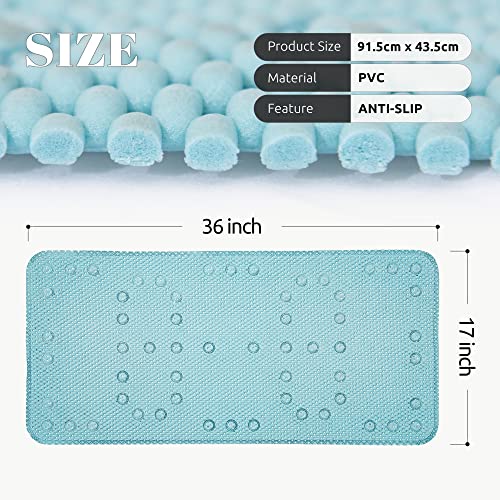 Ray Star Bathtub & Shower Mat 36 * 17 Inch Pvc Non-Slip Bath Mat With Embossed Surface, Extra Length Bathroom Mat Machine Washable With Drain Holes For Gym/Bathtub/Spa (Auga) #TOP3