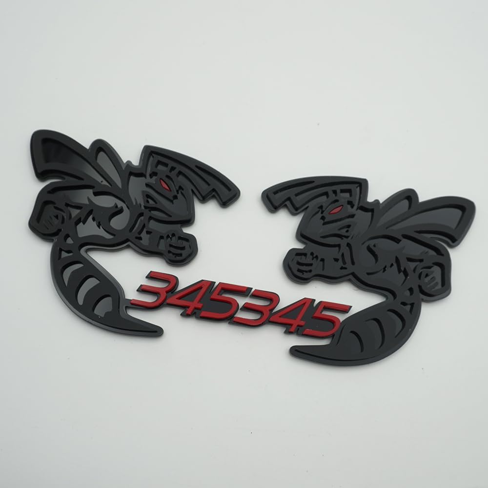 Pair Set 345 Hornet Emblem 3D Custom Fender Angry Aggressive Badges Replacement for Universal Car Body Motorcycle SUV Door Window Decoration (Red Black)