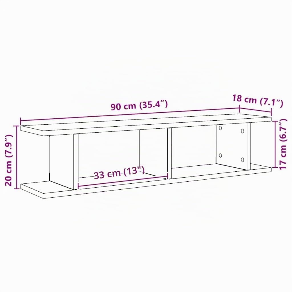 vidaXL Étagères murales 2 pcs chêne Artisanal 90x18x20 cm, étagère Flottante, étagère de buanderie, étagère pour CD, étagère Murale d'exposition
