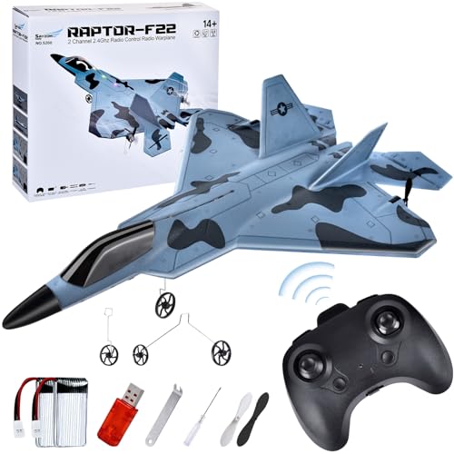 Jonrryin Avión Teledirigido, Avión F-22 Rc, 2.4ghz Avión Control Remoto Niño, Fácil De Aprender, Avion Juguete Para Niños Y Principiantes Con Sistema De Giroscopio