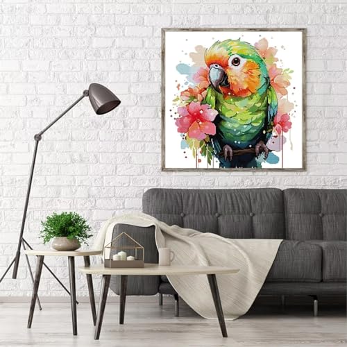 Image of Stamped Cross Stitch Kits Full Range of DIY Needlepoint for Adult Beginners Parrot Pattern, for Gift and Home Decor 14CT 2 Strands 16.9x16.9 inch