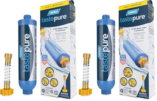 Image of Camco TastePURE Water Filter, 6-Step Filtration | For RV | Flexible Hose Protector | Made in USA | 40043