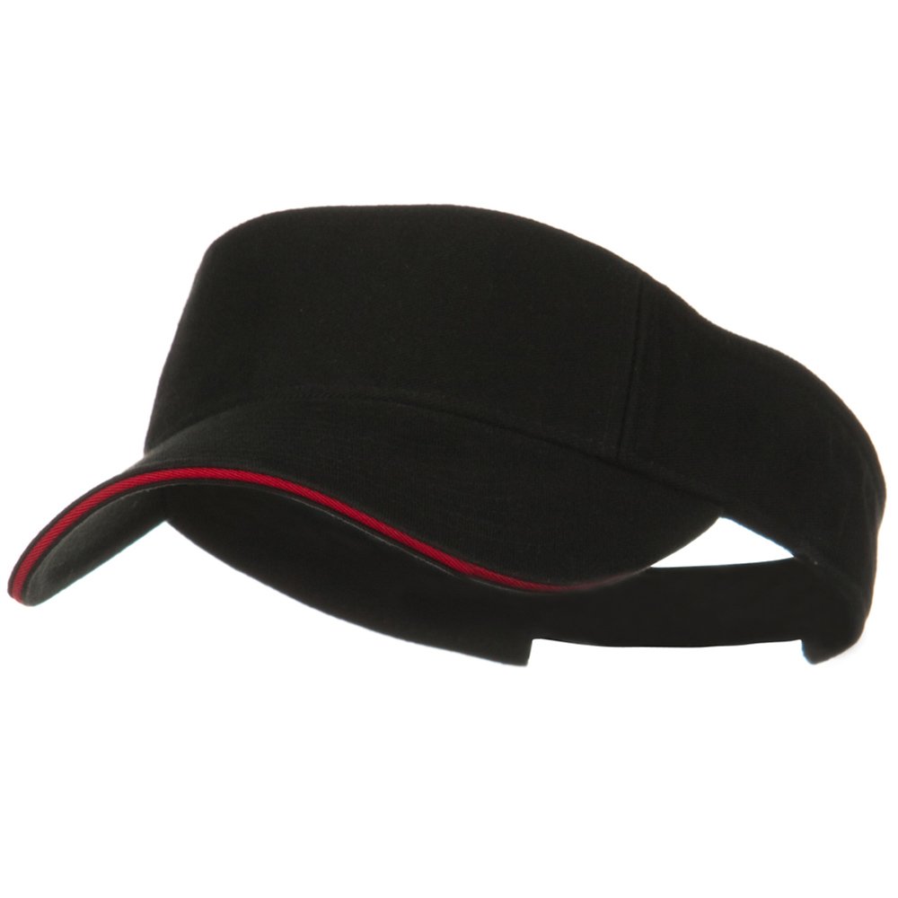 MG Prostyle Cotton Twill Washed Sandwich Visor - Black Red OSFM