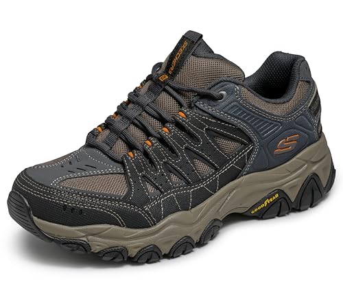 Skechers Burn M.Fit 2.0 Mens Outdoor Trail Sneakers Oxford, Charcoal/Gold, 8.5