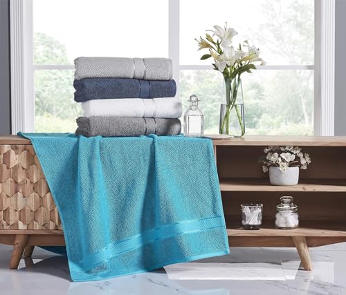 Image of SENSES by Riba Textured Rice Weave Cotton Towels Set (6 Pieces, 550 GSM, Ivory) | Bath Towel Combo - 2 Bath, 2 Hand & 2 Wash Towels | Antimicrobial, Soft, Absorbent Ideal for Daily Use & Gifting