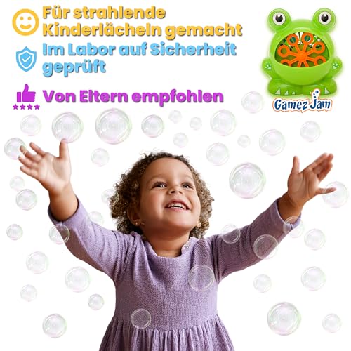 Gamez Jam Frog Seifenblasenmaschine für Kinder Kleinkinder Babys Haustiere Batterie betriebenes Bubble Gerät mit Lösung Indoor Outdoor Party Geschenk