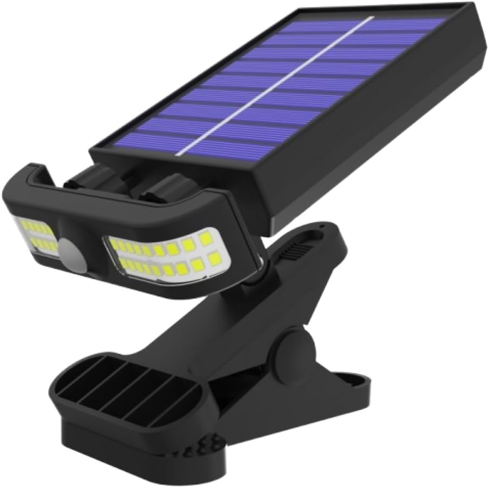 Solar Power Wall-Mounted Motion Sensor Super Bright LED Light with Clip, USB Charging LED Camping Light with Three Modes