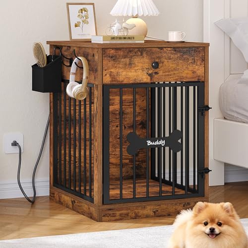Hzuaneri 24.6" Dog Crate Furniture with Charging Station