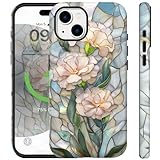 Ceckooty iPhone 14 Plus用ケースキュートで美しいブルームフラワーフローラルデザイン女性用[Magsafe対応] Rugge 耐衝撃 傷防止 iPhone 14 Plus 6.7インチ用電話ケース